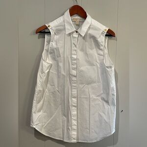 White sleeveless cotton button up Michael Kors